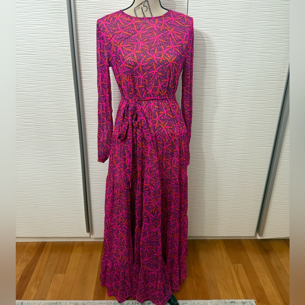Nwt Lilly Pulitzer Vibrant Pink And Purple Long Sleeve Dress